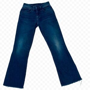 Lucky Brand Womens 00/24R blue Button Fly Cutoff Ava Crop Mini Bootcut Jeans